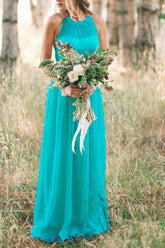 Weißes ärmelloses A-Linien-Abendkleid aus Chiffon
